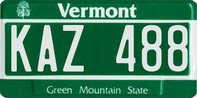 VT license plate KAZ488