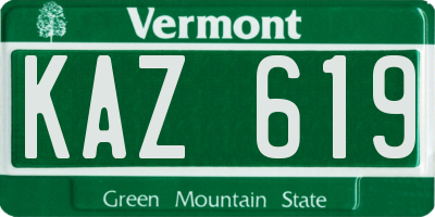 VT license plate KAZ619