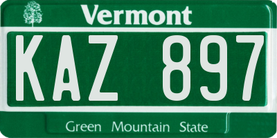 VT license plate KAZ897