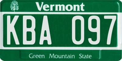 VT license plate KBA097