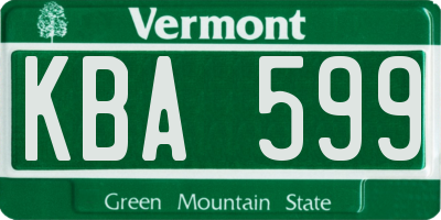 VT license plate KBA599