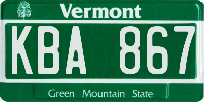 VT license plate KBA867