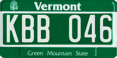 VT license plate KBB046