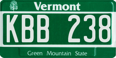 VT license plate KBB238