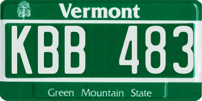 VT license plate KBB483