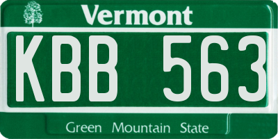 VT license plate KBB563
