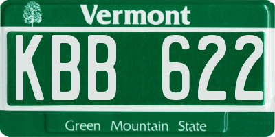 VT license plate KBB622