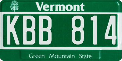 VT license plate KBB814