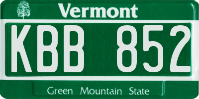 VT license plate KBB852