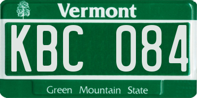 VT license plate KBC084