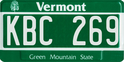 VT license plate KBC269