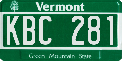 VT license plate KBC281
