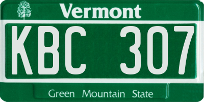VT license plate KBC307