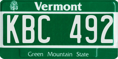 VT license plate KBC492