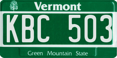 VT license plate KBC503
