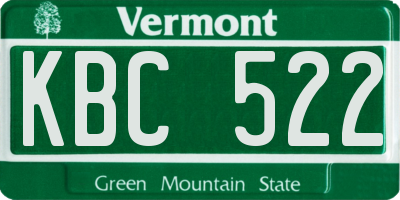 VT license plate KBC522