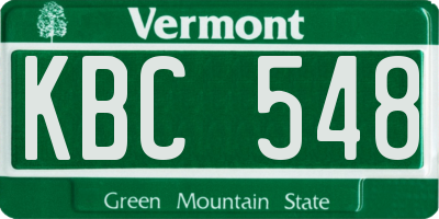 VT license plate KBC548