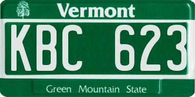 VT license plate KBC623