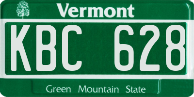 VT license plate KBC628