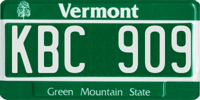 VT license plate KBC909