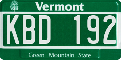 VT license plate KBD192