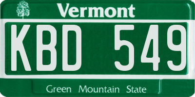 VT license plate KBD549