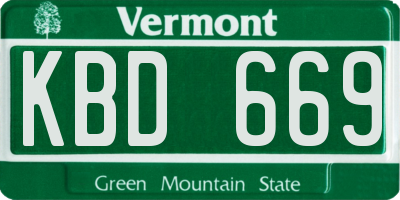 VT license plate KBD669