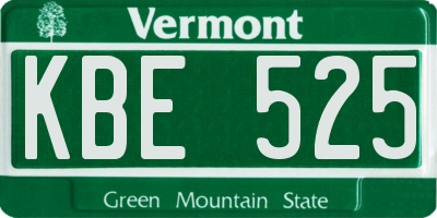 VT license plate KBE525