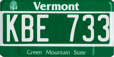 VT license plate KBE733