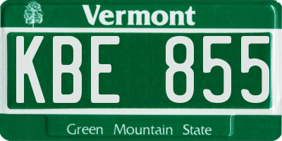 VT license plate KBE855