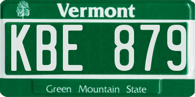 VT license plate KBE879