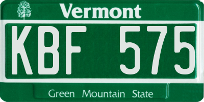 VT license plate KBF575