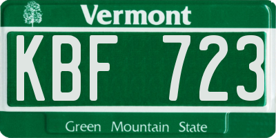 VT license plate KBF723