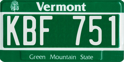 VT license plate KBF751