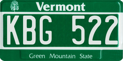 VT license plate KBG522