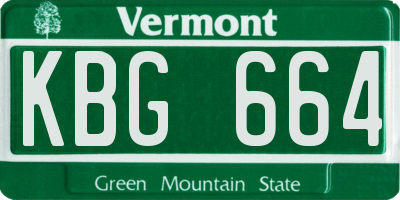 VT license plate KBG664