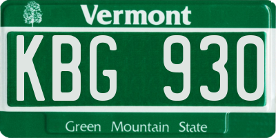 VT license plate KBG930