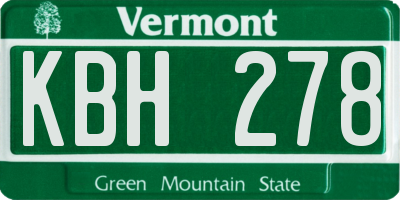 VT license plate KBH278