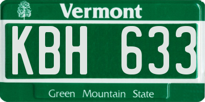 VT license plate KBH633