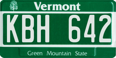VT license plate KBH642