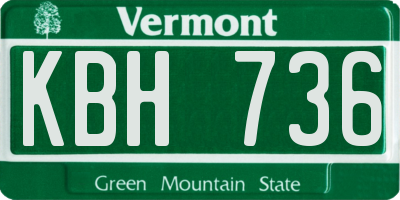 VT license plate KBH736