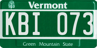 VT license plate KBI073