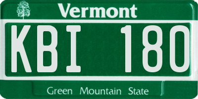 VT license plate KBI180