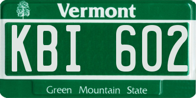 VT license plate KBI602