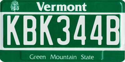 VT license plate KBK344B