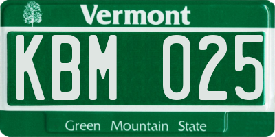 VT license plate KBM025