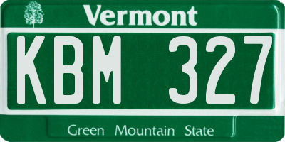 VT license plate KBM327