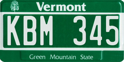 VT license plate KBM345