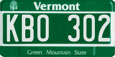 VT license plate KBO302