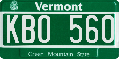 VT license plate KBO560